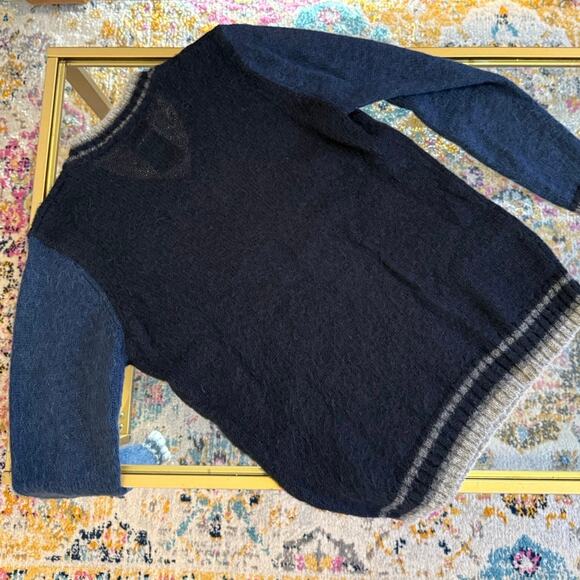 .Diesel Mohair Blend V-Neck Retro Sweater Navy Blue Men’s Small - Picture 4 of 4